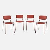 sweeek-Silla de jardín apilable de Acero y plástico, Set de 4 Terracota - 49x44x78.5 cm