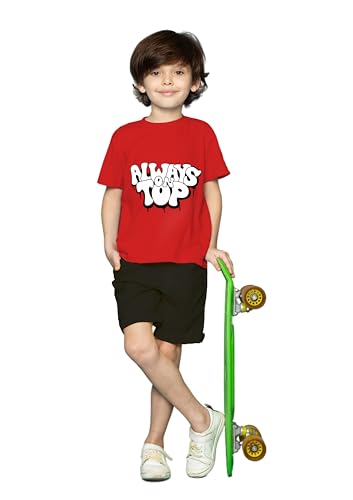 Image of Yazh Texworld Boys Round Neck Blended Cotton T-Shirts | Regular Fit | Half Sleeve | Casual Wear | Trendy | Combo Pack of 5 | Multicolor | Soft, Durable, and Stylish for Everyday use