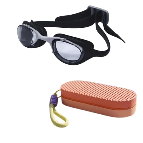Image of First Lens Swimming Combo Kit Set with Black Swim Goggles & Swim Case for Men & Women - Peach Case & Black Goggle