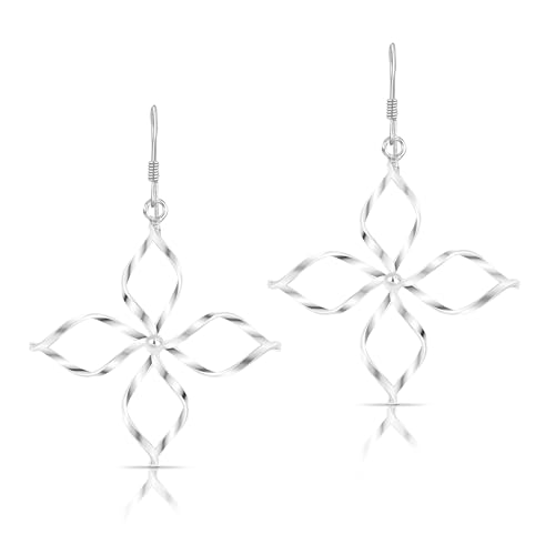 Boucles d'oreilles pendantes fleurs argent sterling à offrir à une femme