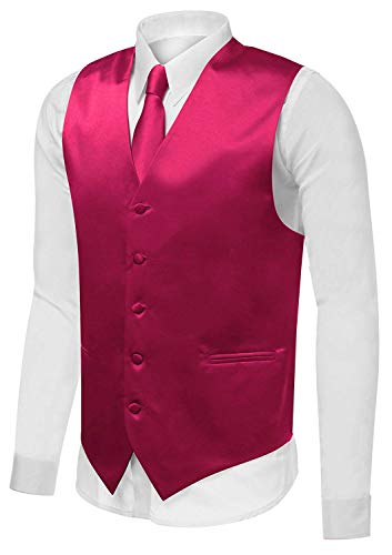 vkwear Men's Solid Color Adjustable Dress Vest & Neck Tie Set for Suit or Tuxedo3
