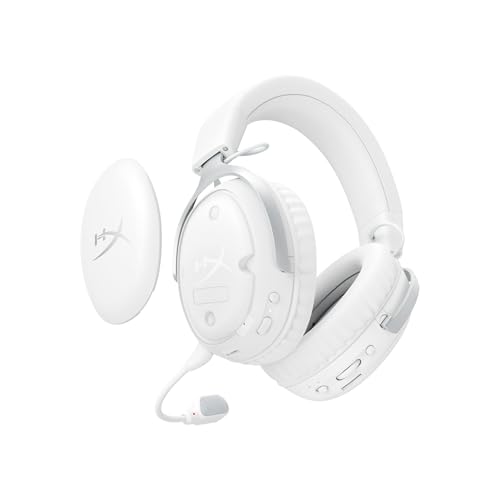 HyperX Cloud III S Draadloze gaming-hoofdtelefoon, Bluetooth, 2,4 GHz, PC, PS5, Xbox, Driver 53 mm, DTS, microfoon 10 mm, batterij tot 200 uur, wit - Afbeelding 3