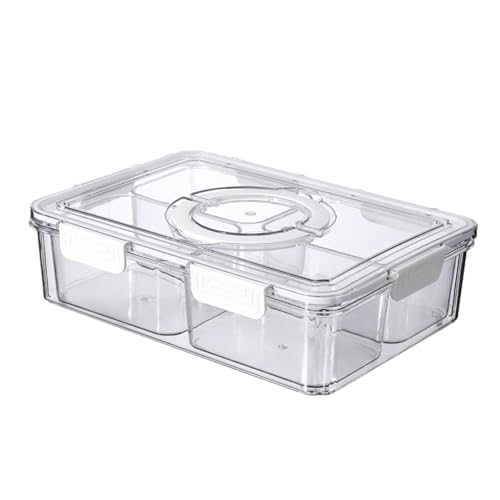 Bandeja de aperitivos dividida, 4 compartimentos, transparente, portátil, contenedores de almacenamiento de alimentos, organizador de refrigerador, cuencos de aperitivos para dulces, aperitivos de