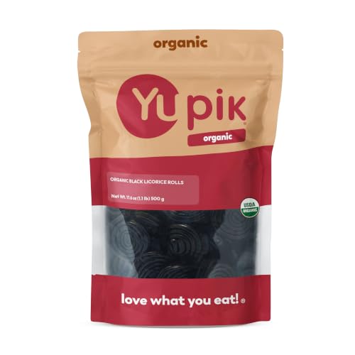 Yupik Organic Black Licorice Rolls, 1.1 lb (17.6 oz), Non-GMO, Helix Shaped, Natural Licorice Flavor, Chewy Candy, Fun Treat, Delicious Snack, Halloween Treats, Ideal for Gifting & Decorating - image 1