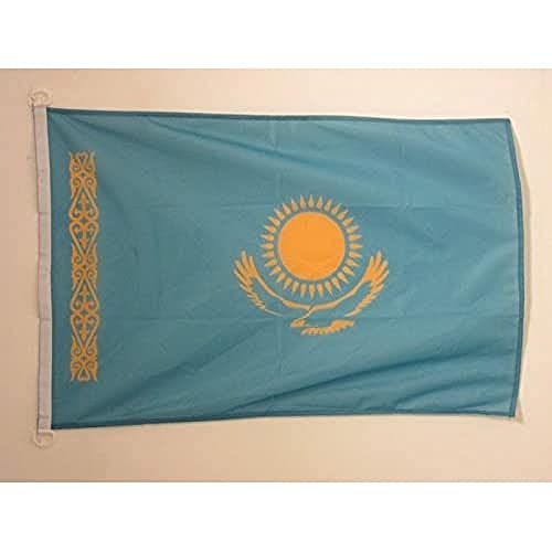 AZ FLAG, Kazakhstan Flag, 2x3 Ft, For Outdoor, Kazakh Banner Knitted Polyester with Two Plastic Rings, Fade Resistant
