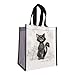 Produktbild KIUB Einkaufstasche aus recyceltem Material  Motiv schwarze Katze ruhig sitzend  Format 30 x 26 cm mit einer Dicke von 16 cm, weiß, S