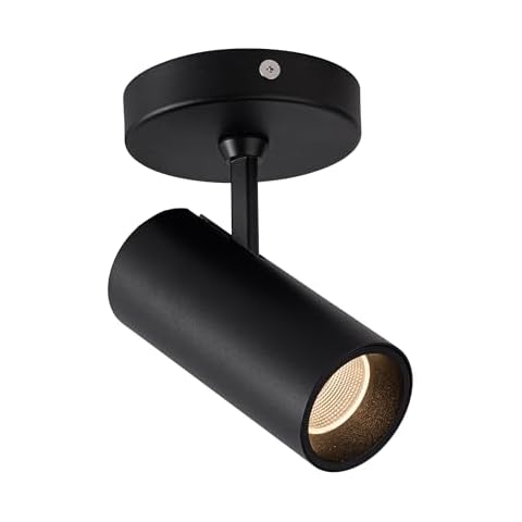Aisilan 9W LED Modern Black Directional Dimmable Spotlight Indoor Adjustable 90° Anti Glare Ceiling Spot Light Lamp for Foyer Living Room Picture Artwork Lighting, Warm White 3000K, CRI 97 Cover