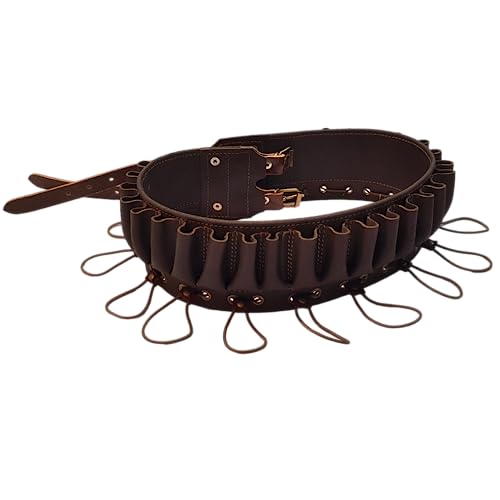 Articulos de Caza Canana Fabricada en Cuero, con Porta cazas en cordón para Perdiz (7028-L-95 cm-Calibre 12)