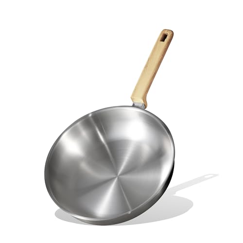 Image of CAROTE 10" Stainless Steel Frying Pan, Non-Toxic Fry Pan Egg Pan Omelet Pan,Fast & Even Heat, Induction, Ceramic and Gas Cooktops Compatible