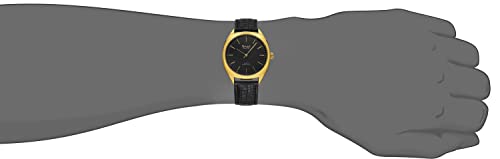 OMAX MENS PU Leather PVD-Plating Watch 34 MM Gold with Pattern Black Dial Watch with Water Resistant - 3 ATM, and Chronograph - Japanese Quartz Analog Wristwatch
