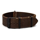 Benchmark Basics Leather Watch Band - Crazy Horse Oiled Leather One-Piece Watch Straps for Men & Women - Choice of Color & Width - 18mm, 20mm, 22mm or 24mm (24mm, Dark Brown PVD)