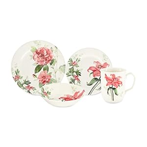 Tudor 30-Piece Premium Quality Round Porcelain Dinnerware Set, Service for 6 – Rosemary, See 10 Designs Inside!