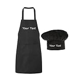 ✿ Material: el gorro de chef está hecho de una mezcla de algodón y poliéster. El delantal de cocina está hecho de poliéster. El delantal y el sombrero son suaves al tacto, la gorra y el delantal de chef de cocina que se pueden lavar a máquina, a prueba de decoloración, arrugas y resistencia al encogimiento, son adecuados para un uso prolongado.