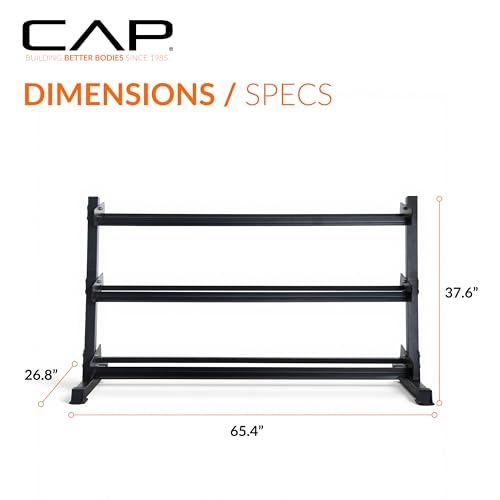 Image of CAP 280 LB, 550 LB, 1200 LB Dumbbell Set with Horizontal 2-3 Tier Rack, Rubber Hex Free Weights, Home Gym Weight Set for Strength Training