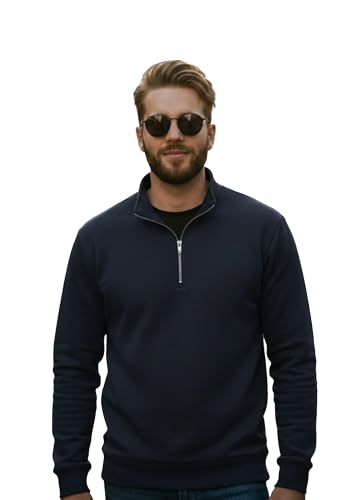 Image of Mack Jonney Men's Fleece Half-Zip High Neck Sweatshirt | Warm & Stylish Winter Wear -JM4380