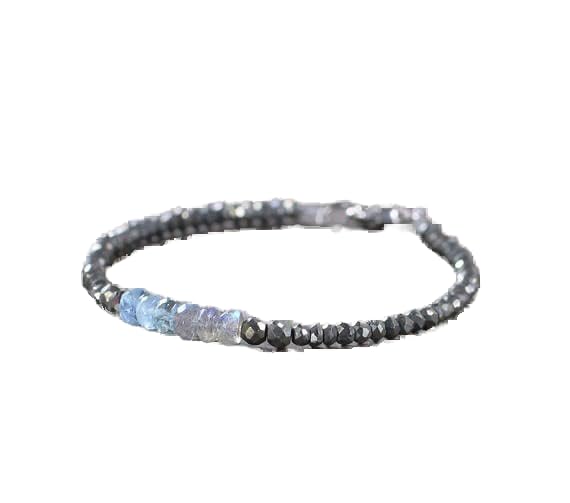 Bracelet en labradorite véritable et aigue-marine facettée de qualité LKBEADS