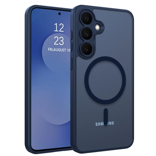 GUAGUA Cover Magnetico per Samsung Galaxy S25 FE 5G, Custodia Glassata Traslucida Compatibile con MagSafe, Opoco Protettivo Case Anti-Graffio Glassato Traslucido Antiurto 6,7 Pollici Blu