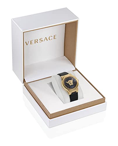 Versace Medusa Infinite Women's Watch, 38mm IP Yellow Gold Case, Black Matte Dial, Black Calfskin Leather Strap, Swiss Quartz Movement, 5 ATM Water Resistant - image 4