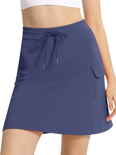 Bezioner Women's Tennis Golf Skirts Knee Length Skorts for Woman High Waisted Athletic Skirt with 4 Pockets & Inner Shorts