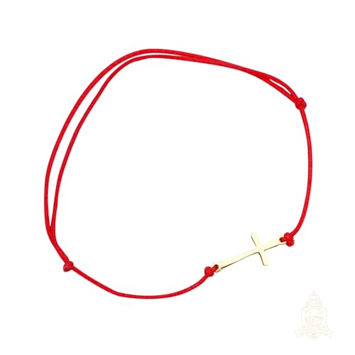 Catholic Town inspirational adjustable red cord bracelet with stainless steel cross (SSBSCROS-REDG)