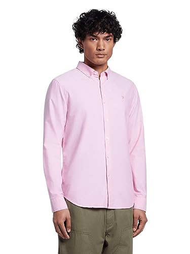 Farah Chemise Oxford Brewer Slim Fit en Coton pour Homme, Rose Corail, M