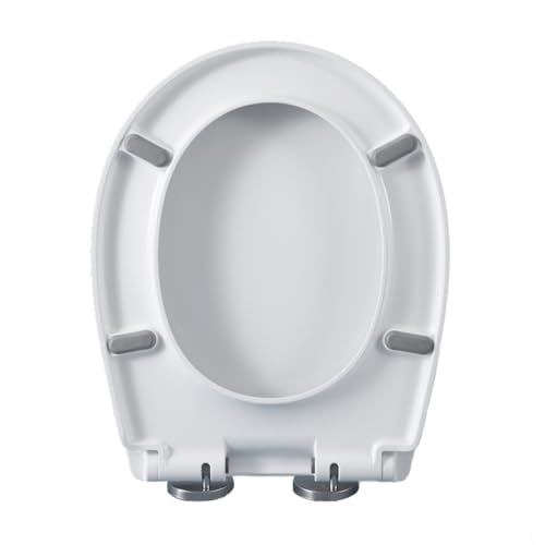 Giural 43x35.5CM,Tapa Y Asiento para Inodoro Oval, Cierre Suave Y Bisagras Ajustable De 360°, Tapa WC De PP, Instalación Fácil con Fijación Superior, Asiento De Inodoro Estándar, Forma De O