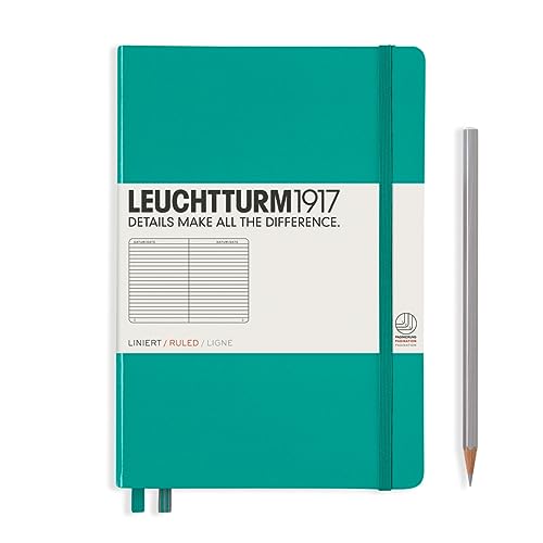 Image of LEUCHTTURM1917 - Notebook Hardcover Medium A5-251 Numbered Pages for Writing and Journaling (Emerald, Ruled)