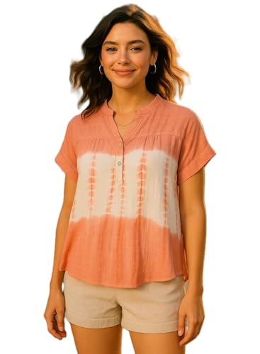 Image of Maaesa Women Handcrafted Tie & Dye Rayon Top | Regular Fit|Lightweight & Breathable Fabric | Casual Wear & Office Wear