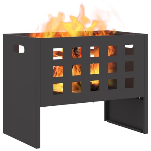 vidaXL Braise Noir 50 x 30 x 40 cm Acier, Braises de Jardin et terrasse, feu Rectangle, Chauffage Portable, Style Moderne, résistant aux intempéries