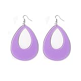 Hollow Round Oval Acrylic Dangle Earrings Transparent Geometric Multi-Color Fashion Earrings for Women -Purple Oval