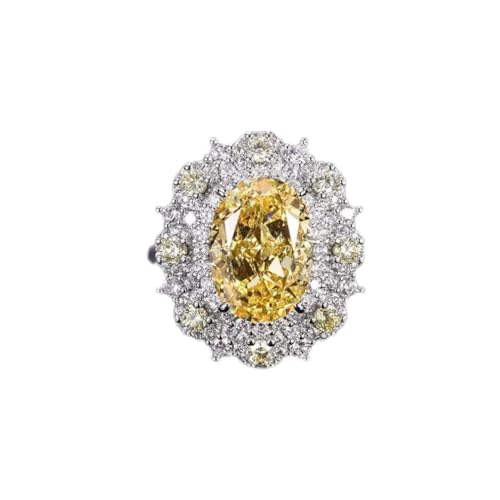 Bague diamant haute teneur en carbone argent S925 bleu jaune 10x14MM bijoux mariage ovale