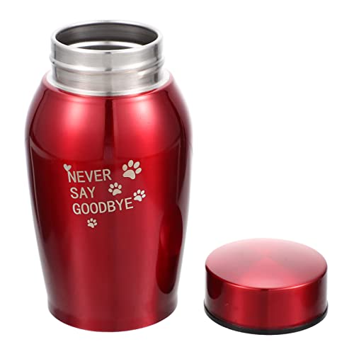 Milisten Urne pour Cendres de Chien et Chat Inoxydable Rouge Boîte Commémorative pour Os de Animaux de Compagnie Urne Scellée Compacte et Facile à Transporter Souvenir Durable pour