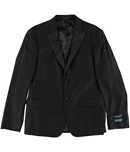 Ralph Lauren Mens Classic-Fit Black Paisley Two Button Blazer Jacket, Black, 40 Long