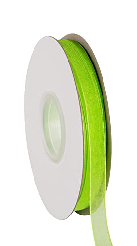 Ribbonitlux 9mm Sheer Organza Ribbon, Apple Green Shimmer Chiffon Ribbon 45M-Roll - Image 4