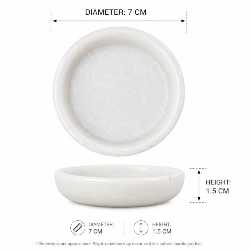 Image of Salvus APP SOLUTIONS Elegant White Marble Round Plate - Spiritual Offering and Decor (White 3 Inch)