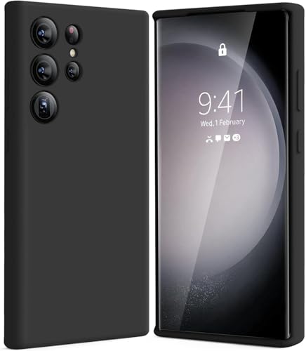 Image of MOBILOVE Back Cover Case for Samsung Galaxy S25 Ultra 5G | Pure Liquid Soft Matte Silicone Case with Logo and Comes with Camera and Screen Protection (Black)