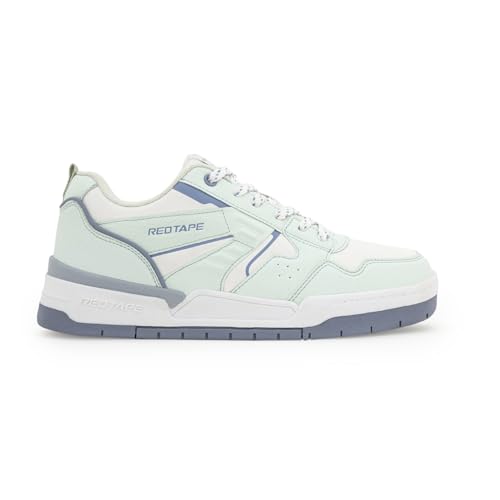 Image of Red Tape Women's Sneakers White Blue Pu Round Toe Lace-Up
