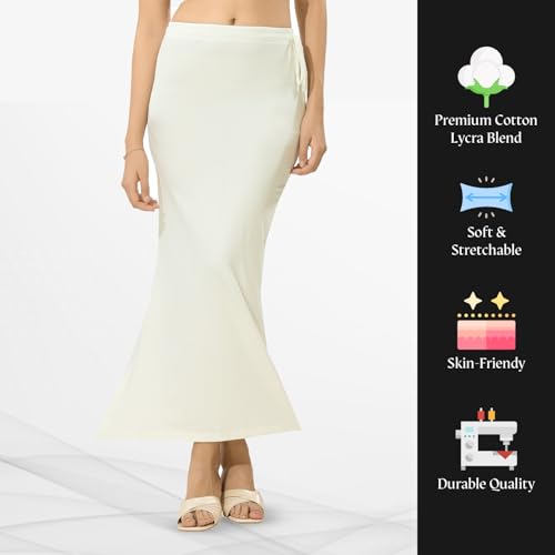 Image of TRASA Womens Saree Shapewear Petticoat, Cotton Lycra Petticoat, Skirts for Women, Shape Wear Dress for Saree