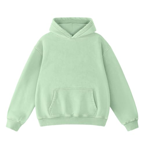 Image of FAIABLE Womens Oversized Acid Wash Hoodie Unisex Heavyweight Cotton Hoodies Fleece Vintage Washed Sweatshirt Women Men