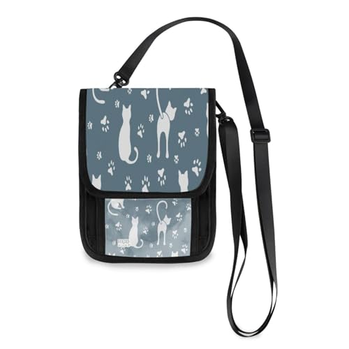 Portafogli da viaggio borse per telefono a tracolla divertenti gatti da borsa da collo porta passaporto per donne e uomini Multicolore Taglia unica casual