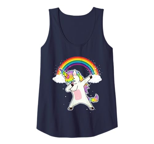 Femme Dabbing Unicorn Chemise mignonne arc-en-ciel Dab Dance Débardeur