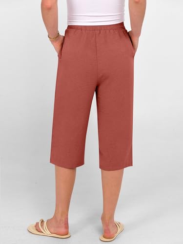 Image of ANRABESS Womens Wide Leg Capri Pants Elastic Waist Casual Loose Lounge Trousers 2026 Summer Flowy Beach Vacation Clothes