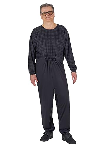 Ovidis Long-Sleeved Dementia Clothing - Alzheimers Anti-Strip Jumpsuit - Onesie for Elderly Men - Henry