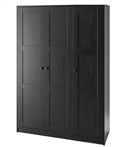 1CLIQKART RAKKESTAD Wardrobe with 3 Doors, Black-Brown, 117x176 cm (46 1/8x69 1/4 