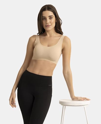 Image of Jockey 1840 Women Wirefree Padded Microfiber Elastane Full Coverage Bonded Tech Lounge Bra