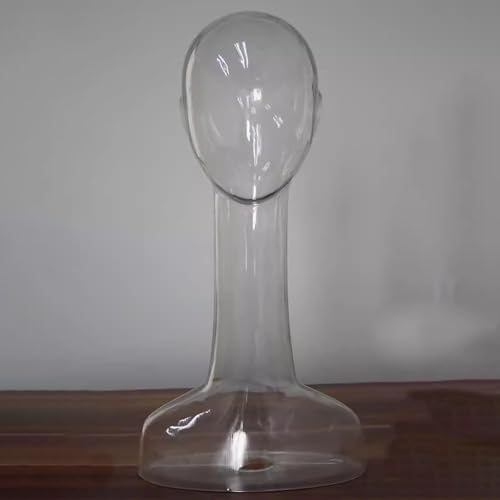 Elitix Clear Mannequin Head for Hat Display, Unisex Head Form Mannequin Model for Display Jewelry Earring, Glasses Wig Manikin Display Plastic Stand