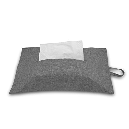 kakaforsa Toilet Paper Holder Reusable Tissue Holder Travel Tissue Holder Wall Hanging Tissue Box Cover Toilet Paper Storage Rectangle Napkin Holder Cloth Tissue Box for Car Office Desk, Gray