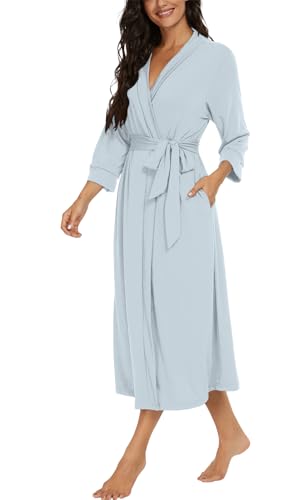Image of VINTATRE Women Robes Long Knit Bathrobe Lightweight Soft Bath Robe with Pockets