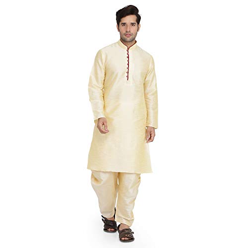 Kurta homme en soie vêtement traditionnel indien ensemble pyjama salwar or 54