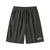 SUPTTING Pantalones cortos de montaña para hombre, pantalones negros para exteriores, pantalones cortos de senderismo bordados, pantalones cortos de trekking ligeros, pantalones elásticos para el